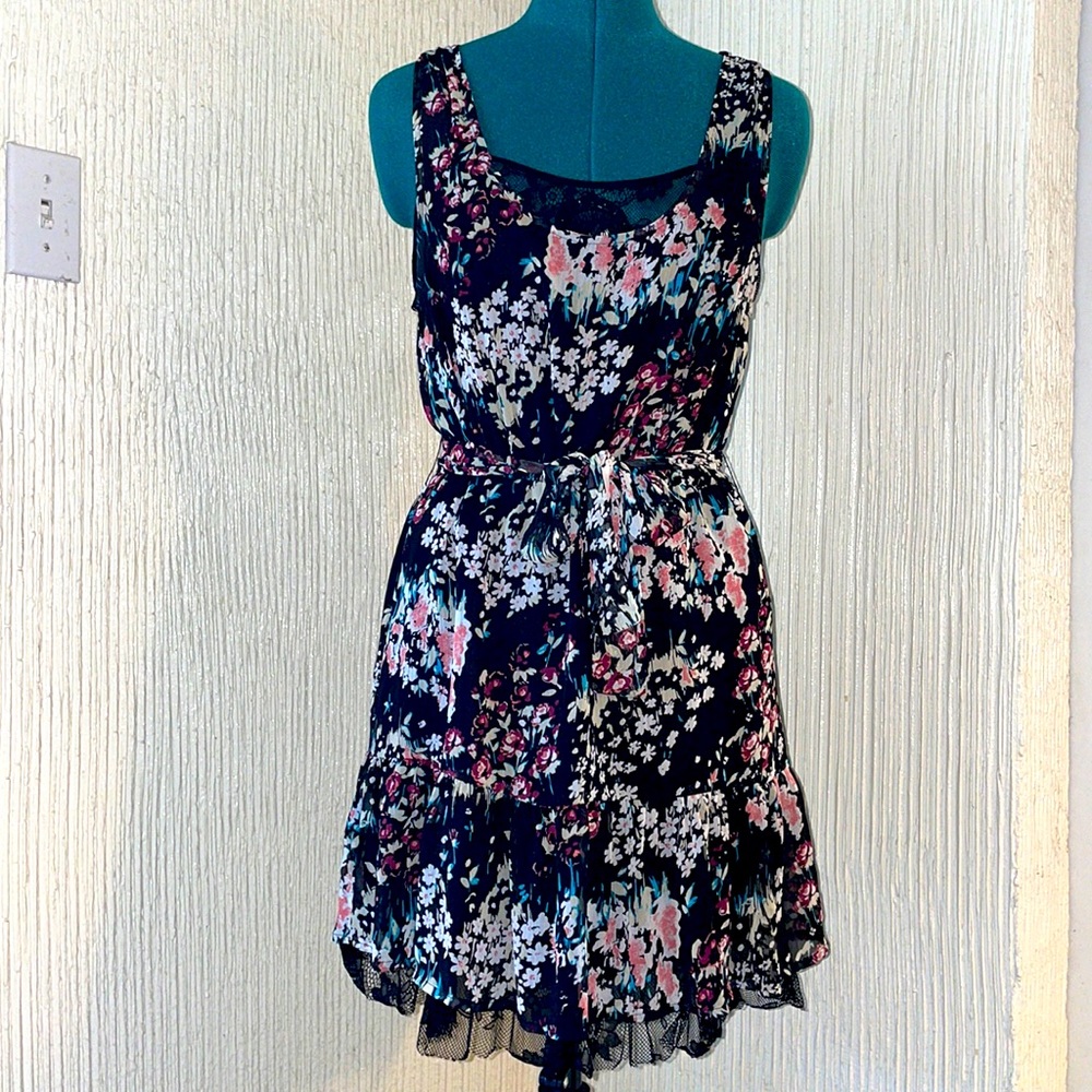 Guess Black Lace & Flower Dress